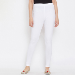 Women White Solid Ankle-Length Legging
