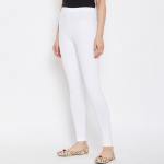 Women White Solid Ankle-Length Legging